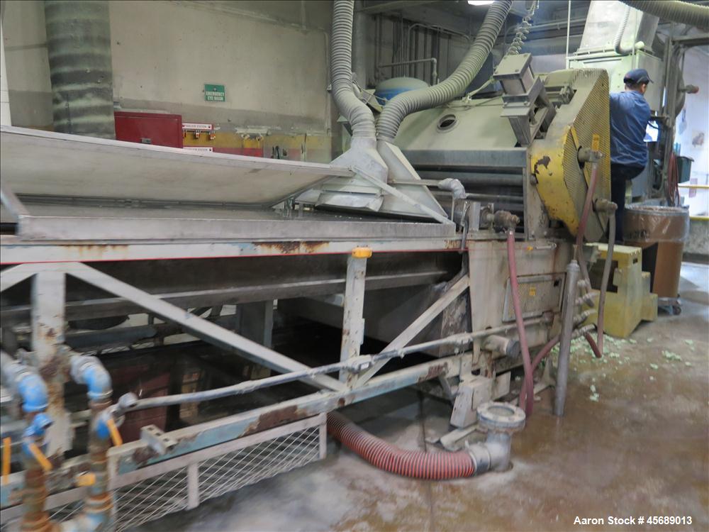 Used APV Baker Perkins 80mm Twin Screw Extruder, Model MP 2080.  DC Motor 150HP.  New PIV gearbox.  Includes; Schenck Accurate 902M Series Feeder, Steel Belt Systems Cooling Belt, Controls and Drive ...