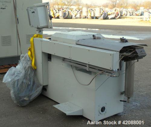 Used APV Twin Screw Extruder, 50mm screw diameter. Approximately 15 to 1 L/D ratio. Co-rotating screw design. Vented, electrically heated, water cooled barrel. (1) Feed section. Driven by an 18.5 kw ...