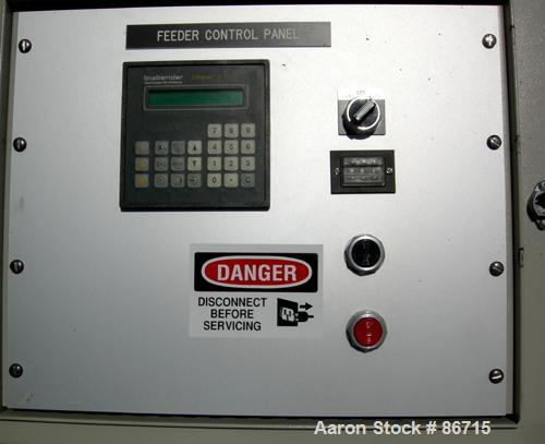 Used Baker Perkins Twin Screw Extruder, 50 MM Screw Diameter, Model MP2050. Approximate 25:1 L/D ratio. Co-rotating screw design. Clamshell design, 5 zone electrically heated, water cooled barrel sec...