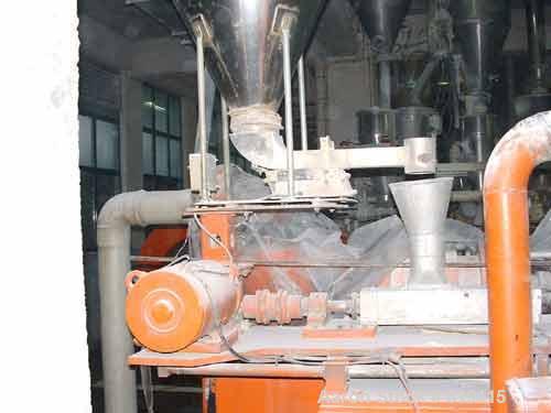 USED: Baker Perkins twin screw extruder, type MPC/V 80. 16:1 L/D,1.9" (50mm) diameter x 31.2" (800mm) long co-rotating screws.Electrically heated, water cooled. Driven by a Bull type 200/326 MK275 hp...