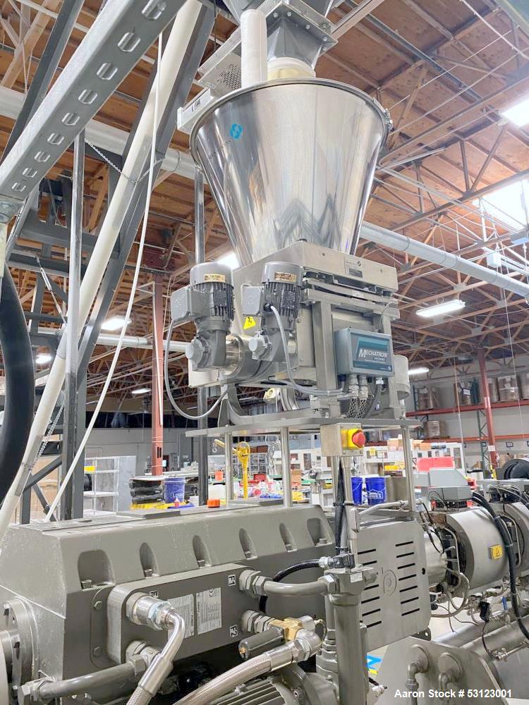 Used Baker Perkins SBX80 Co-rotating Twin Screw Extruder.