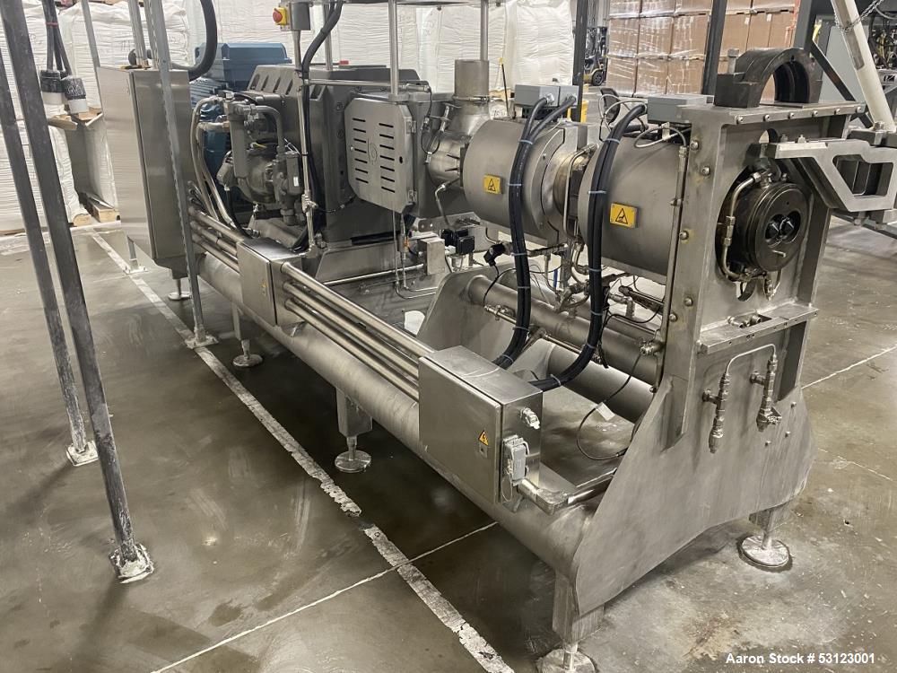 Used Baker Perkins SBX80 Co-rotating Twin Screw Extruder.