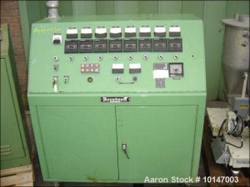 Used Berstorff double screw extruder, model ZE-40 A x 38D, serial No. 90-2-EO. 5486/84, new 1985, screw diameter 40mm (1.6"), L/D 38, vented, number of heating zones: 8, electric heating, water cooli...