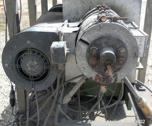 Used Berstorff 25mm Twin Screw Extruder, type ZE25, co-rotating intermeshing side by side screw design. Approximate 38 to 1 L/D ratio. 7 barrel sections, 1 feed section, (1) 2 hole strand die. Electr...