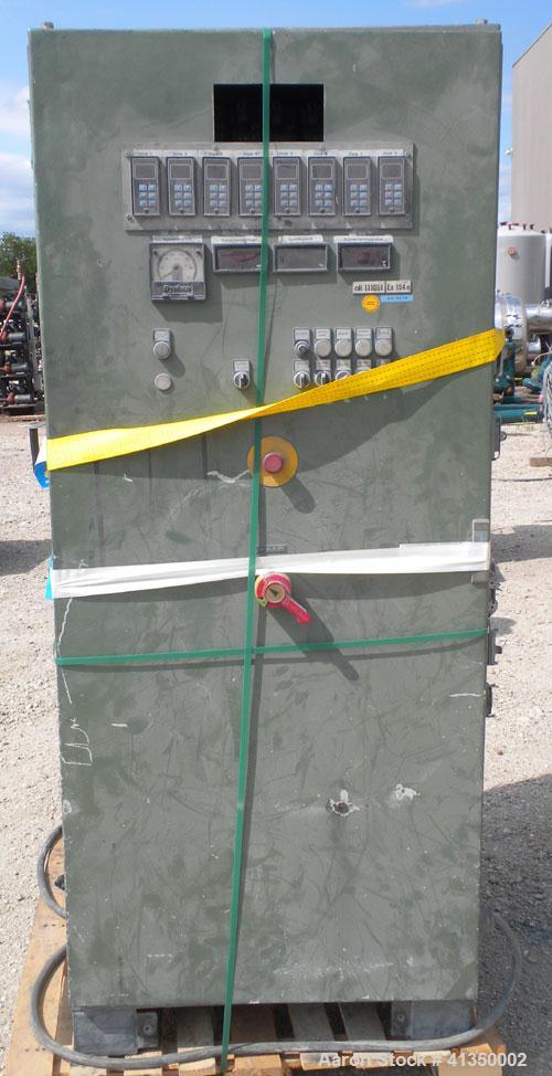 Used Berstorff 25mm Twin Screw Extruder, type ZE25, co-rotating intermeshing side by side screw design. Approximate 38 to 1 L/D ratio. 7 barrel sections, 1 feed section, (1) 2 hole strand die. Electr...