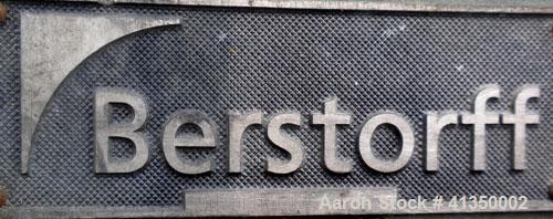 Used Berstorff 25mm Twin Screw Extruder, type ZE25, co-rotating intermeshing side by side screw design. Approximate 38 to 1 L/D ratio. 7 barrel sections, 1 feed section, (1) 2 hole strand die. Electr...