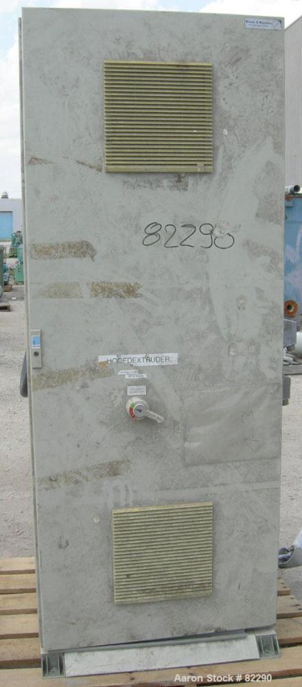 Used Berstorff Lab Size Twin Screw Extruder, Type ZE25. 25 mm screws. 33:1 L/D. Side by side, co-rotating, 11 barrel sections, electrically heated. Max screw speed 550 rpm by a 9/10/11 kW, 3 ph/52/60...