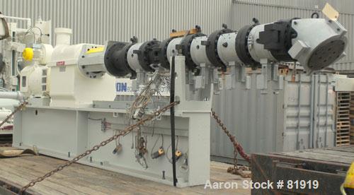 Used Berstorff Twin Screw Extrusion System consisting of: (1) Berstorff 60 mm twin screw extruder, model ZE60A35, approximate 30:1 L/D ratio, side by side co-rotating screws, (7) barrel zones, electr...