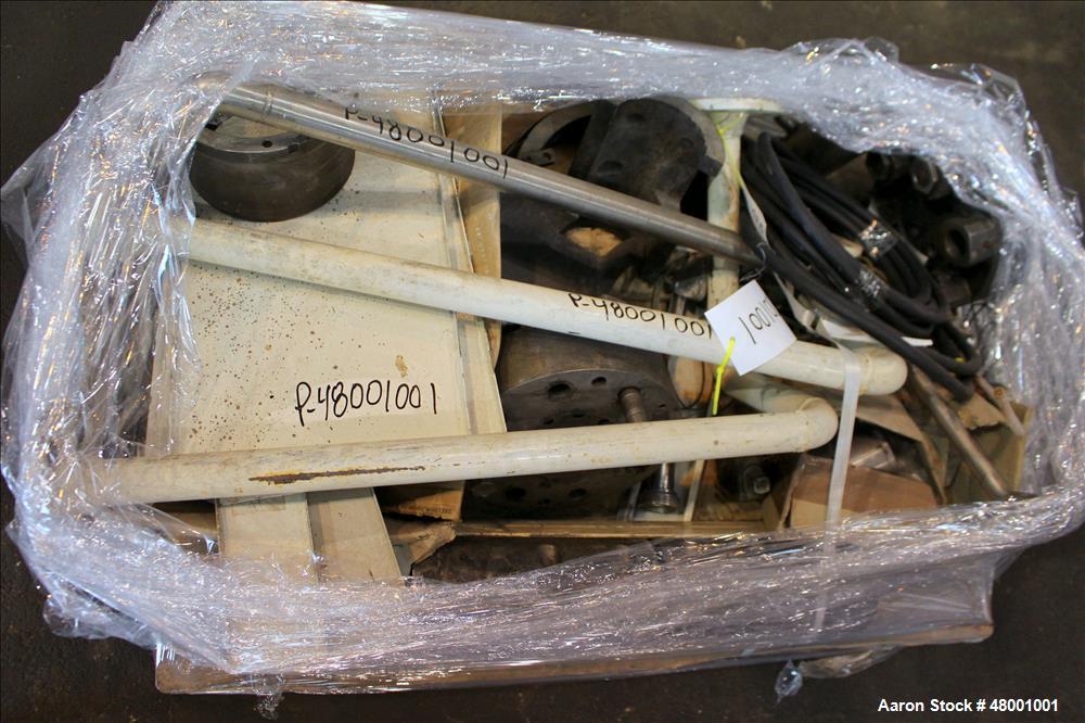 Used Berstorff 75mm Twin Screw Extruder, Model ZE75A. 4 barrel Zone electrically heated, water cooled system including pump and heat exchanger. Approximate 2.95" diameter  approx. 16:1 L/D Ratio,wate...