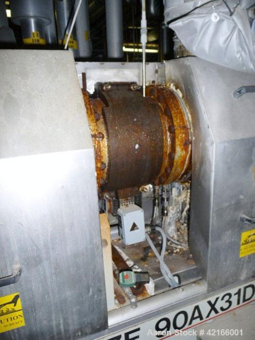 Used Berstorff Model ZE90AX31DUT Ultra Torque Co-Rotating Twin Screw Extruder having two 97mm diameter intermeshing screws with a 31:1 L/D ratio. Electrically heated, water cooled barrel consists of ...