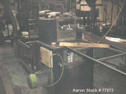 USED: Berstoff twin screw extruder, type ZE90. 28:1 L/D. Side by side.Capacity 1540 lbs (700 kgs) per hour. 3-1/4" diameter screws, barrel107" long. Co-rotating. Screw speed 350 rpm by a 525 hp/350 k...