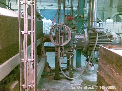 Used Compex PVC Compounding Line, type MPC 85/2, for up to 454 lbs (1000 kg) per hour PVC, 85 mm (3 1/3") diameter twin screws. Complete with gearbox and motor. Includes (1) hot die face cutting, (1)...