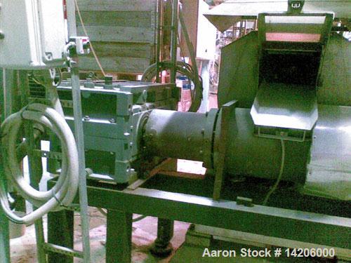 Used Compex PVC Compounding Line, type MPC 85/2, for up to 454 lbs (1000 kg) per hour PVC, 85 mm (3 1/3") diameter twin screws. Complete with gearbox and motor. Includes (1) hot die face cutting, (1)...