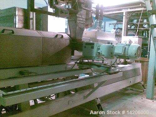 Used Compex PVC Compounding Line, type MPC 85/2, for up to 454 lbs (1000 kg) per hour PVC, 85 mm (3 1/3") diameter twin screws. Complete with gearbox and motor. Includes (1) hot die face cutting, (1)...