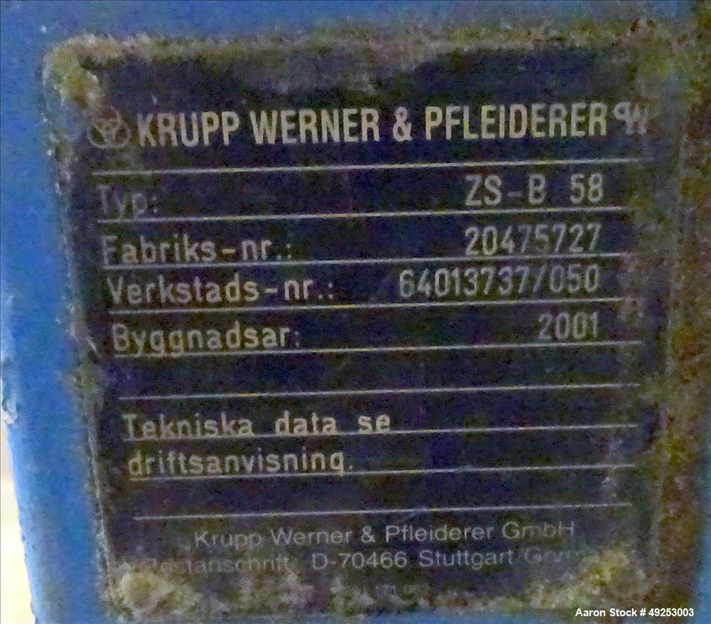 Used- Coperion Werner & Pfleiderer Twin Screw Side Feeder, Model ZS-B 58.