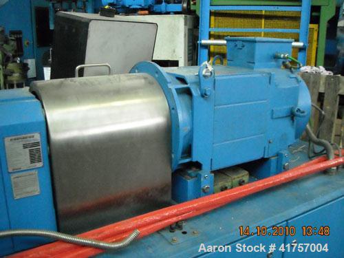 Used Coperion ZSK 32 MCC Twin Screw Extruder.  Screw diameter 1.25" (2x32 mm), L/D 34, maximum capacity (100 kg/h), main motor 81 hp (60 kW), 420V/50 Hz, for PE/PP/PS/ABS, air cooled, screw speed 120...