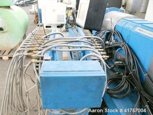 Used Coperion ZSK 32 MCC Twin Screw Extruder.  Screw diameter 1.25" (2x32 mm), L/D 34, maximum capacity (100 kg/h), main motor 81 hp (60 kW), 420V/50 Hz, for PE/PP/PS/ABS, air cooled, screw speed 120...
