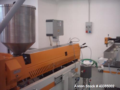 Used Dr. Collin Extrusion Line. Consists of a pilot plant continuous granulation for studies on the process of extrusion of thermoplastic compounds. Single screw extruder E45P 45 mm. Tank cooling, pe...