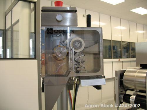 Used Dr. Collin ZK-25 Medical Extrusion Line comprised of: (1) Colling ZK-25 twin screw extruder, co-rotating, 0.98" (25 mm) diameter, 36 L/D, (6) zones, air/water cooled, screw speed 460 rpm, 12.9 h...