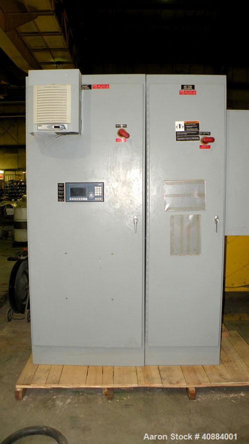 Used Entek 73 mm Co-Rotating Twin Screw Extruder, Model E-MAX 73MM 48L/D, 48 to 1 L/D ratio. (11) Barrel sections electrically heated, water cooled with system including pump, heat exchanger, and hol...