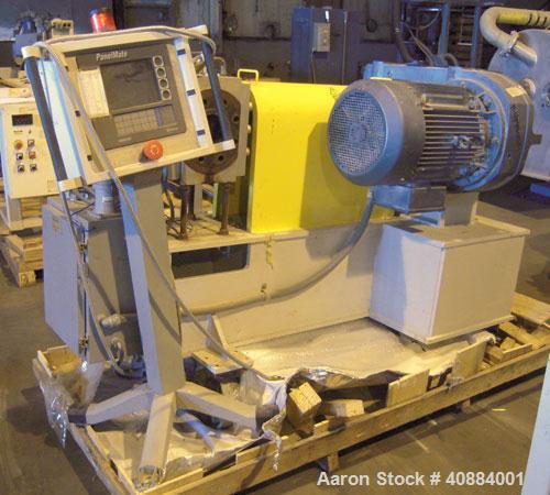 Used Entek 73 mm Co-Rotating Twin Screw Extruder, Model E-MAX 73MM 48L/D, 48 to 1 L/D ratio. (11) Barrel sections electrically heated, water cooled with system including pump, heat exchanger, and hol...