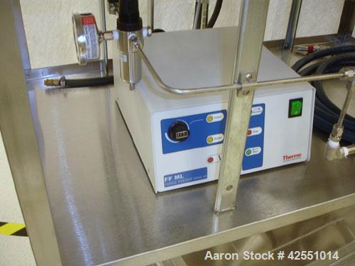 Used Haake Twin Screw Extruder, Model MINILAB. Co-rotating conical screws, electrically heated, water cooled barrel, with Thermo Fischer force feeder with minilab controller, serial #1200502065001.