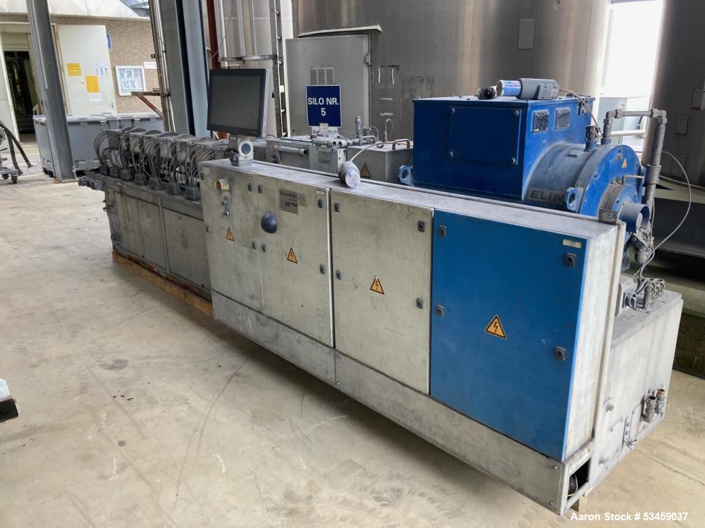 Used KraussMaffei Berstorff ZE 52-48D Twin Screw Extruder – 52.2 mm Co-Rotating Extruder, 350 kW, 1.2 TPH Capacity