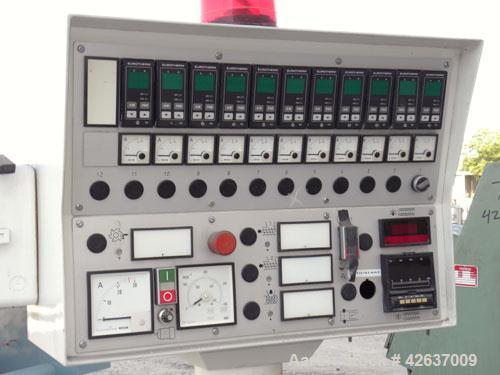 Used Leistritz 34 mm Co-Rotating Twin Screw Extruder, Model LSM 30.34 GL/9R. Approximately 40 to 1 L/D ratio. Electrically heated, air cooled 8 barrel zones, 1 vented, 1 water cooled feed zone with h...