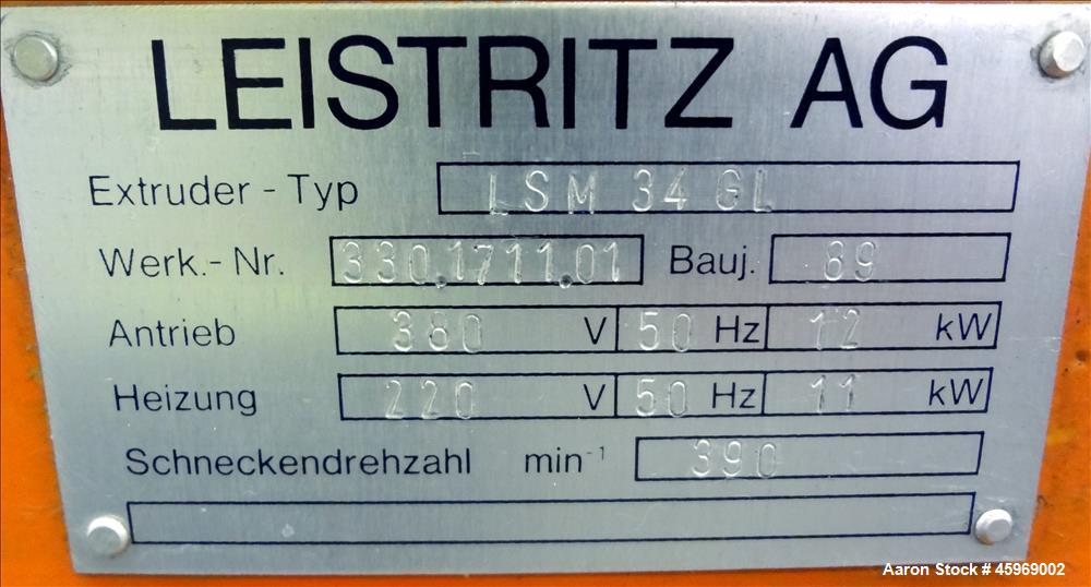 Used Leistritz Type LSM 34 GL Twin-Screw Extruder