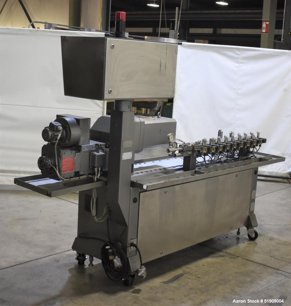 Used Leistritz Twin Screw Extruder, Model MIC 27/GG-40D. Throughput rates approximate 10 to 80 lbs/hr. 40:1 L/D. (2) Screws approximate 27mm (1") diameter x 48" long, Co-rotating. Electrically heated...