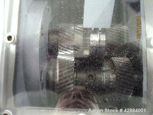 Used Leistritz Model Micro-27/GL-48D Twin Screw Extruder. Manufactured new in 2006. 27mm screw diameter segmented and arranged to 48:1 L/D ratio. 500 rpm max screw speed. Gearbox currently arranged f...