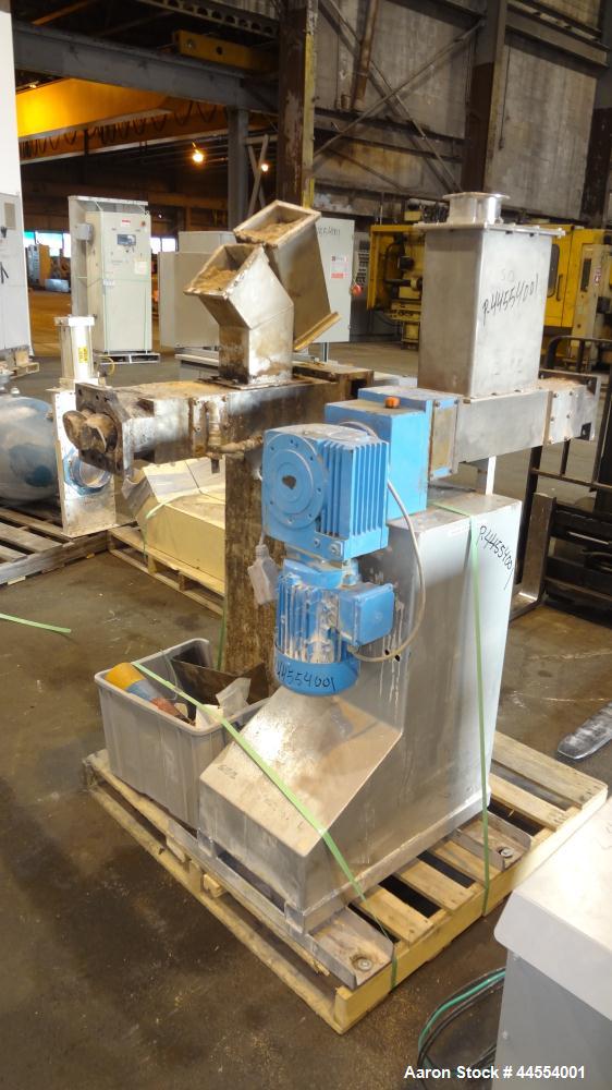 Used Leistritz 99.6mm Co-Rotating Twin Screw Extruder, Model ZSE100GL/40D, serial# 3141, built 2002. Approximately 40 to 1 L/D ratio. Electrically heated, water cooled. 9 Barrel zones, (1) top vented...