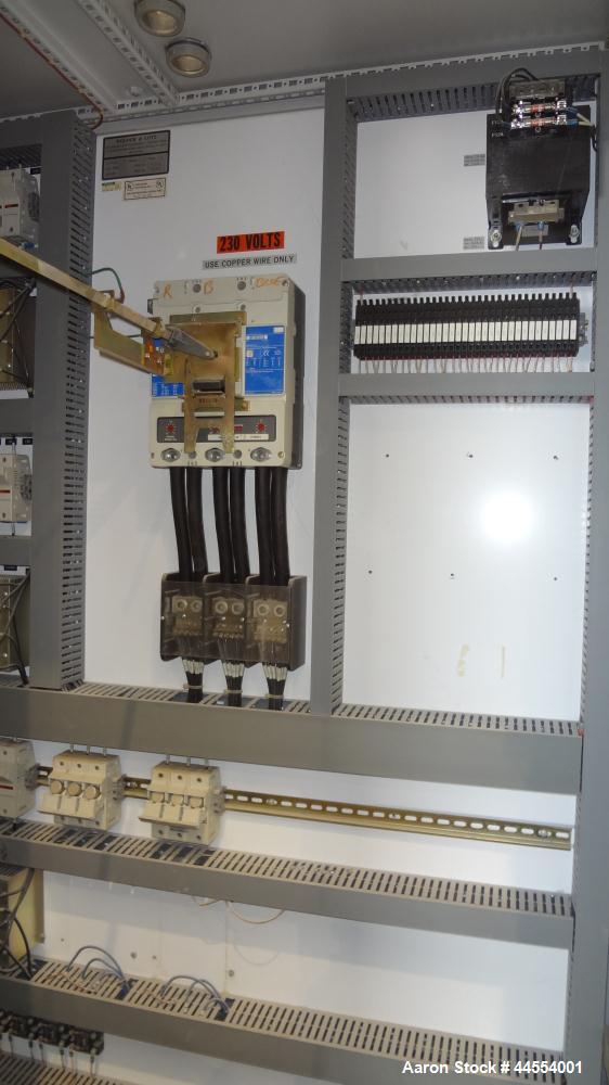 Used Leistritz 99.6mm Co-Rotating Twin Screw Extruder, Model ZSE100GL/40D, serial# 3141, built 2002. Approximately 40 to 1 L/D ratio. Electrically heated, water cooled. 9 Barrel zones, (1) top vented...
