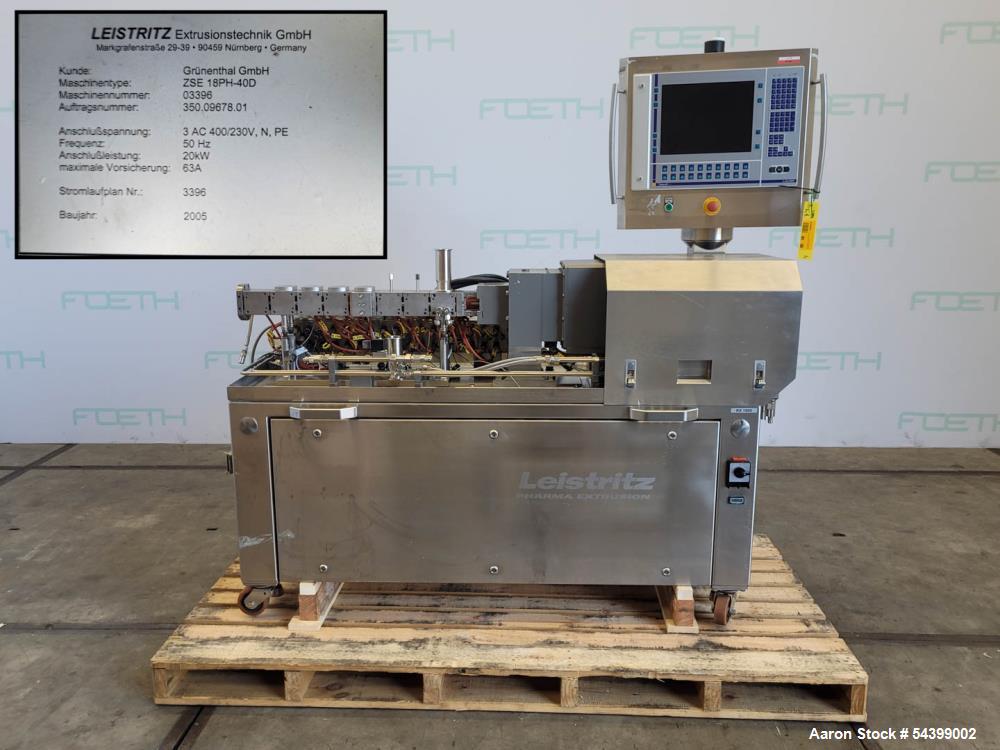 Used Leistritz ZSE 18 PH-40D Twin Screw Extruder System – Pharma Lab Scale Line with K-Tron Feeder & Pelletizer