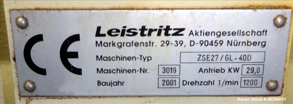Used Leistritz Type ZSE 27 GL/40D Twin-Screw Extruder.