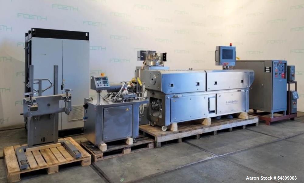 Used Leistritz ZSE 27 HP-PH-40D Twin Screw Extruder System – Complete Pharma Line with Chiller & Granulator (2010)