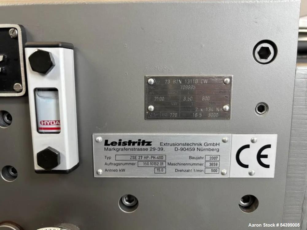 Used Leistritz ZSE 27 HP-PH-40D Twin Screw Extruder – Pharmaceutical Grade 27mm Co-Rotating Extruder System
