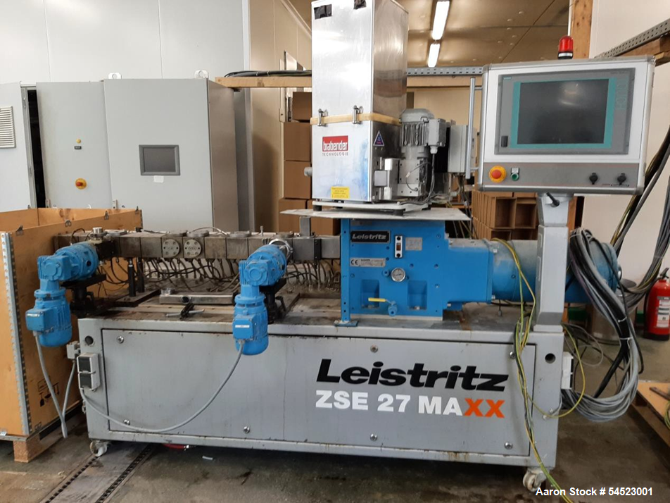 Used Leistritz ZSE 27 MAXX/48D Twin Screw Extruder System with Feeders and Vacuum Package