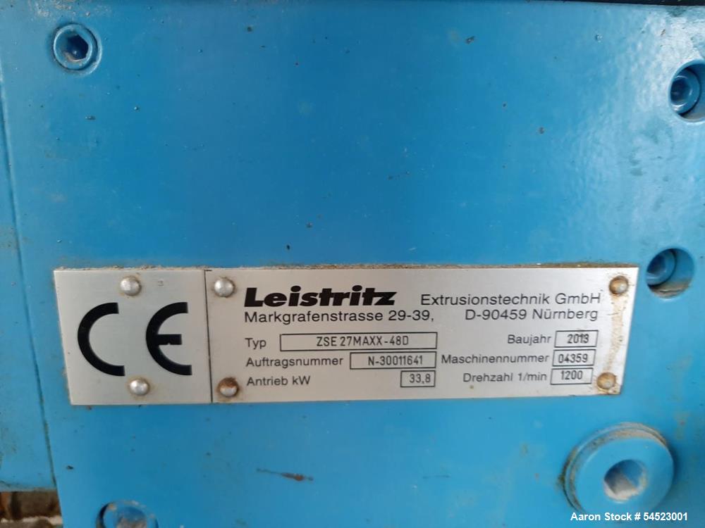 Used Leistritz ZSE 27 MAXX/48D Twin Screw Extruder System with Feeders and Vacuum Package