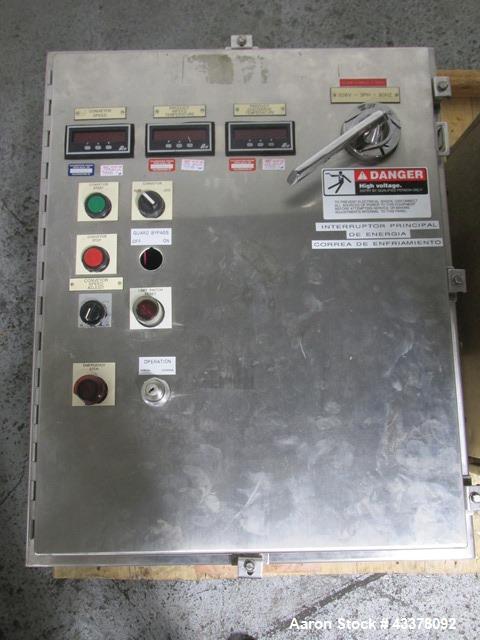 Used Leistriz Twin Screw Extruder, Model ZSE 50 GL/36D. 50 mm Screws, co-rotating, 36 to 1 L/D, (9) total barrel segments with (1) feed, (1) vented, (7) non vented segments, 300 maximum rpm, 7.38 to ...