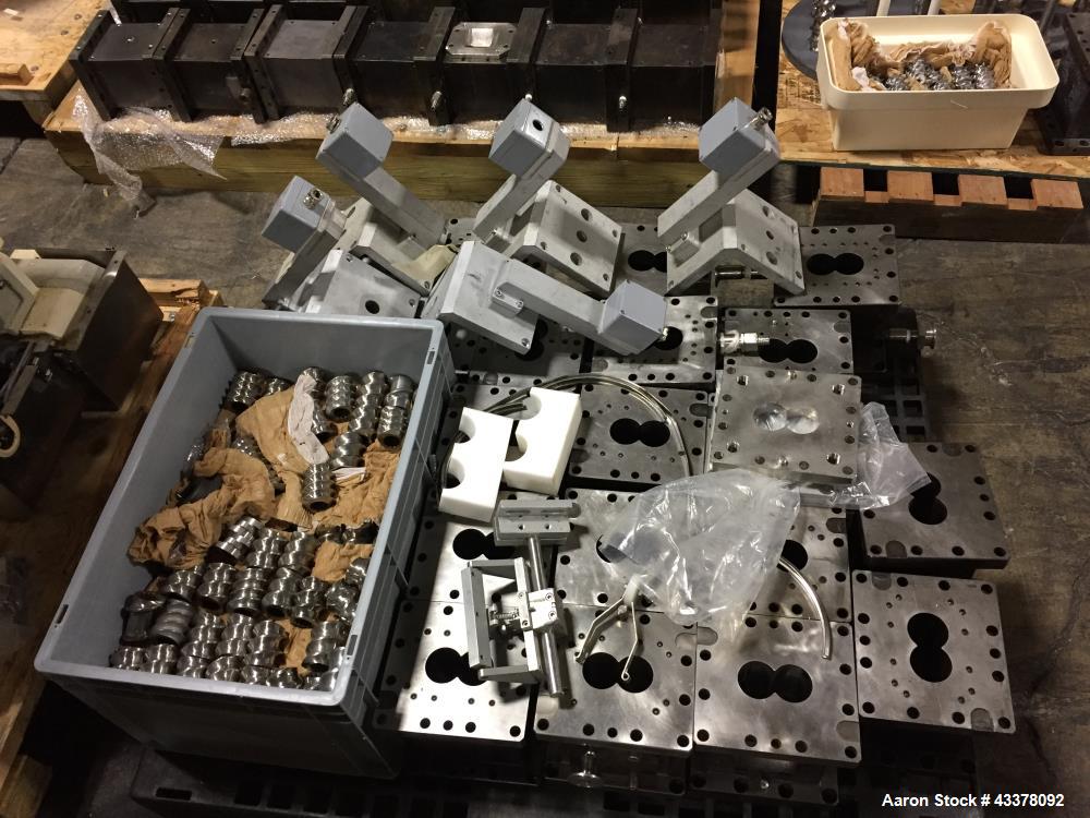 Used Leistriz Twin Screw Extruder, Model ZSE 50 GL/36D. 50 mm Screws, co-rotating, 36 to 1 L/D, (9) total barrel segments with (1) feed, (1) vented, (7) non vented segments, 300 maximum rpm, 7.38 to ...