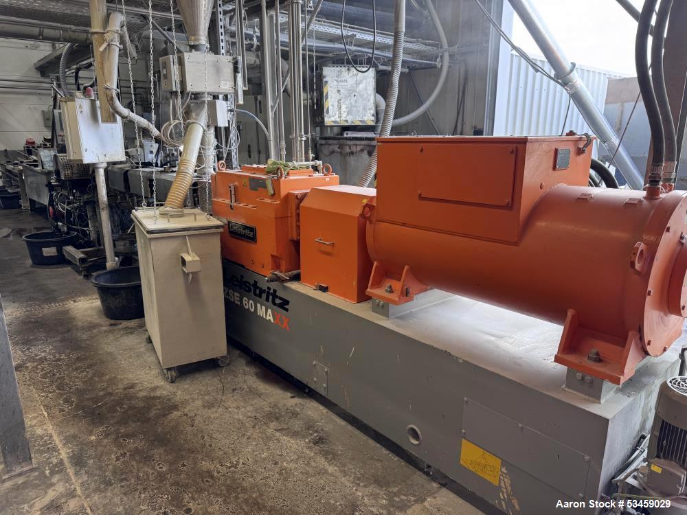 Used Leistritz ZSE 60 MAXX-36D Twin Screw Extrusion Line with Pelletizing System – 495 kW Drive – Auction Asset