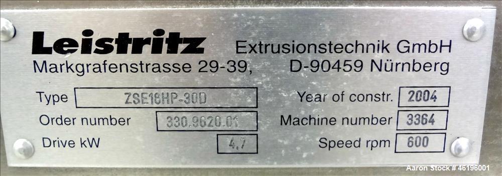 Used Leistritz Twin Screw Co-Rotating Extrusion Line