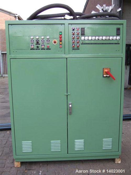 Used Maris Twin Screw Co-Rotating Extruder with control panel. Screw diameter 2.5" (64 mm), L/D 32, motor 120 hp/90 kW DC, with 300 rpm. Included spare parts:  (1) set of screws, heather bands and do...
