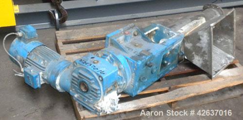 Used Twin Screw Side Feeder, Approximately 76 mm (3"). Includes feed hopper. Driven by a 3 KW (4 HP), 3/50/230/400 Volt, 1440 RPM motor.