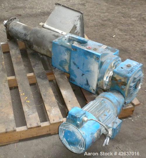 Used Twin Screw Side Feeder, Approximately 76 mm (3"). Includes feed hopper. Driven by a 3 KW (4 HP), 3/50/230/400 Volt, 1440 RPM motor.