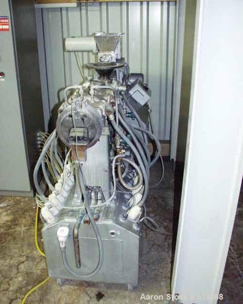 USED: Werner & Pfleiderer lab size twin screw extruder, type ZDSK28.27:1 L/D. 1.1" diameter x 30" long (28mm x 773mm) side by side screws.Electrically heated 6 zones and water cooled. Screw speed 15-...