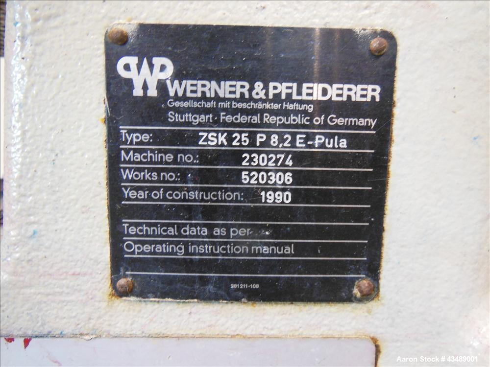 Used Werner Pfleiderer 25mm Twin Screw Extruder, Type ZSK 25 P8.2 E-PULA