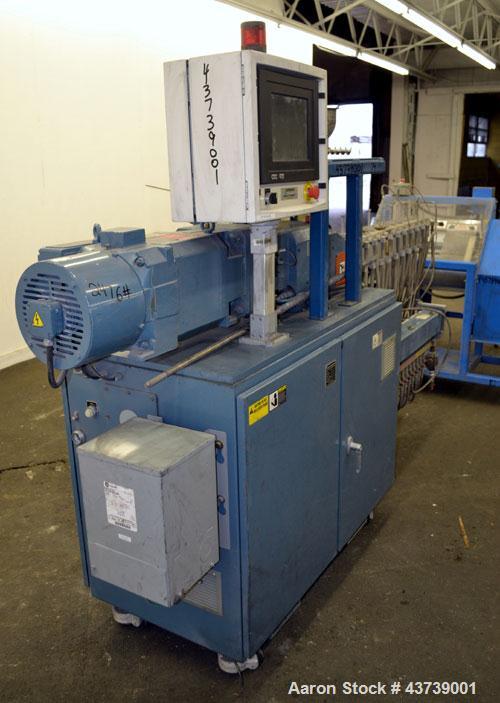 Used Coperion Werner Pfleiderer 25mm Twin Screw Extruder, Type ZSK-25. Manufactured New 2002. Approximate 40 to 1 L/D ratio. Co-Rotating intermeshing side by side screw design. 12 total Barrel sectio...