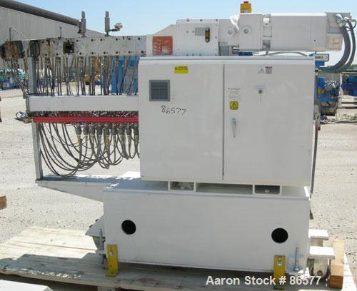 USED: Coperion Werner Pfleiderer Mega Compounder, model ZSK-26MC. Twin screw extruder, 26mm screw diameter, screw rpm is 120-1200 rpm having a max torque of 106 Nm per shaft. 12 electrically heated/w...